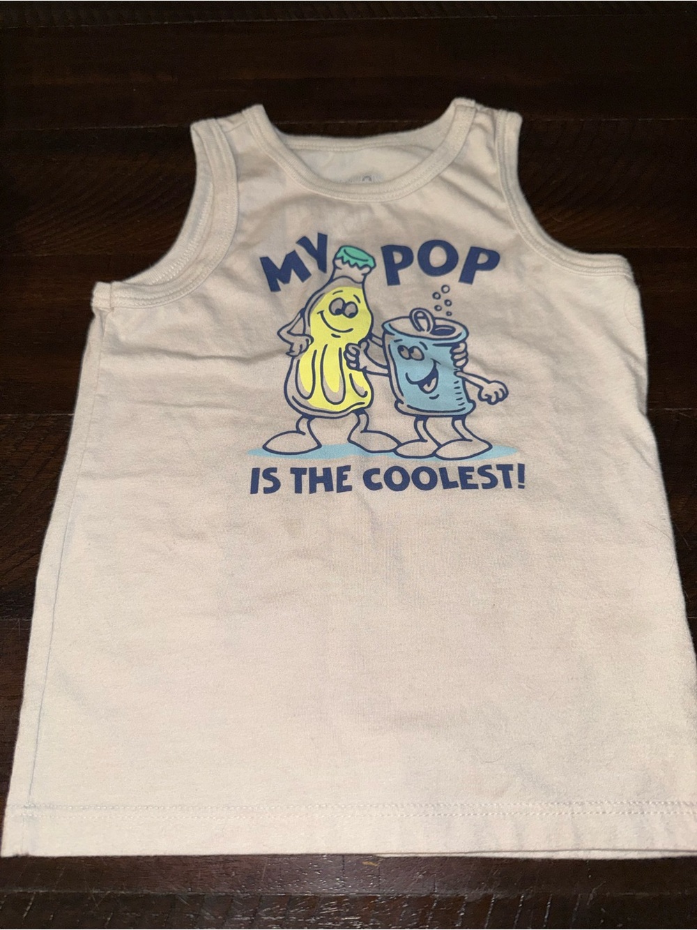 White Kids Tank Top with "My Pop is the Coolest" Graphic